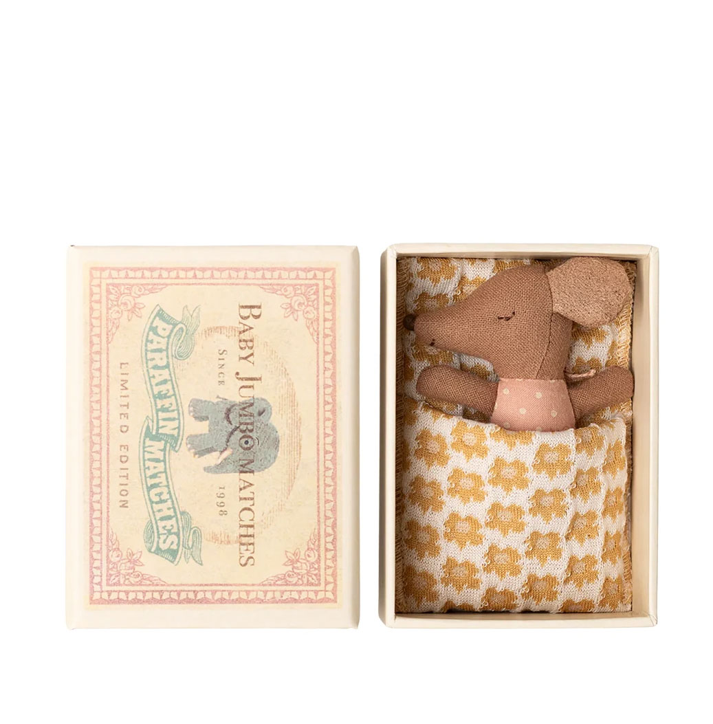 Maileg Schläfrige Babymaus in Matchbox - Rose