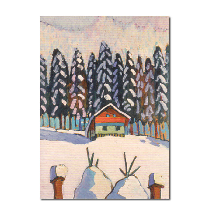Postkarte  "Haus mit Tannen im Schnee " von Gabriele Münter,  Winter , Kunst