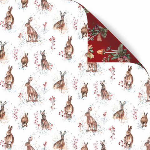 Geschenkpapier Weihnachten "Hawkins Hare DUO" ca. 50 x 70 cm, beidseitig bedruckt, Hasen