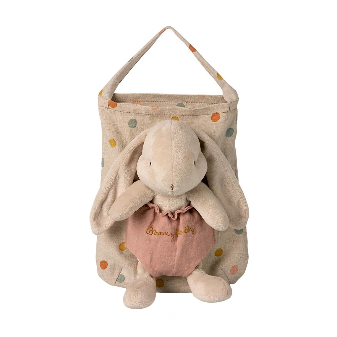 Maileg Bunny Holly, Hase in getupfter Tasche, ca. 25 cm Maileg Bunny Holly, Hase in getupfter Tasche, ca. 25 cm