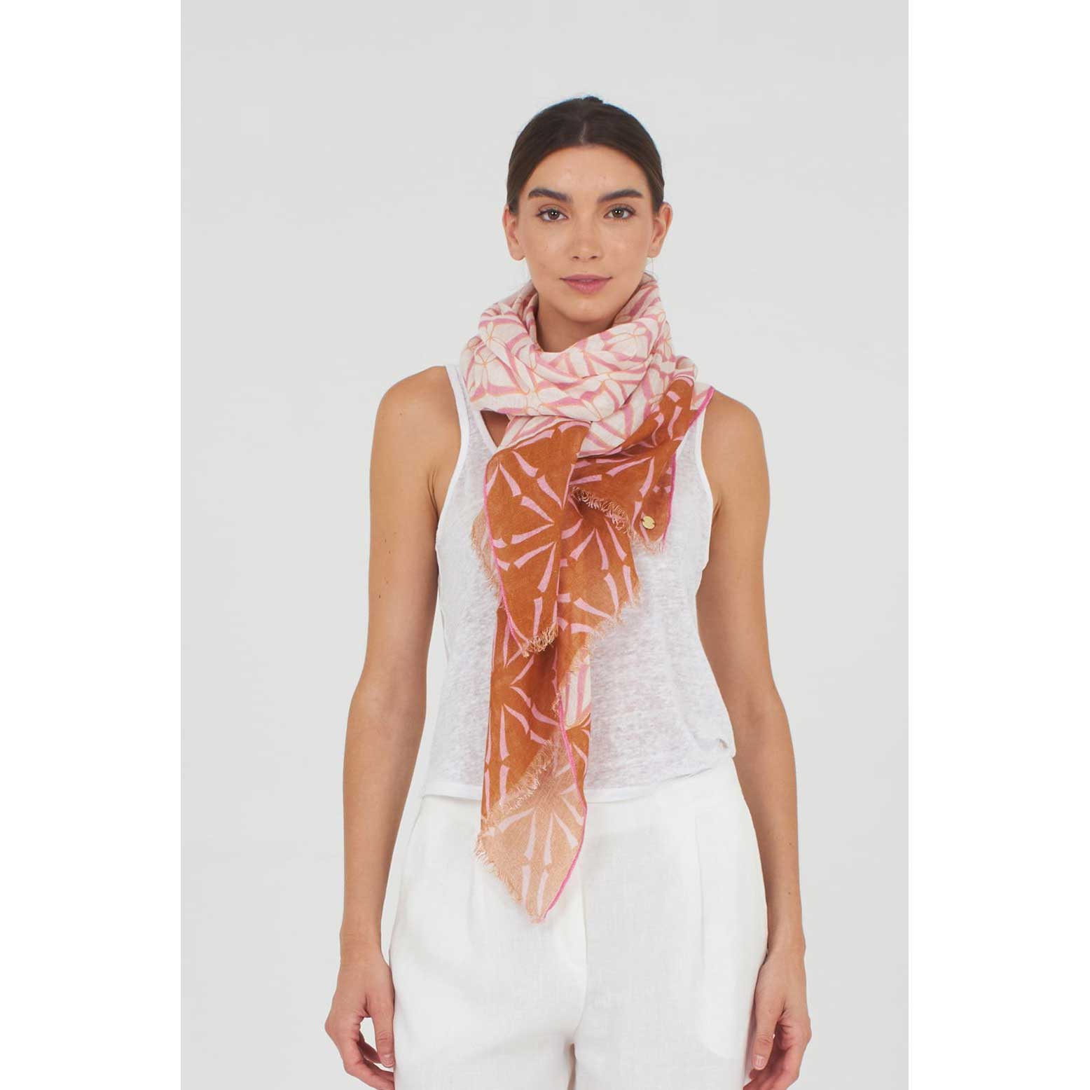 Leinenschal BELINDA Pink,  ca.  55x180cm, von Shalls Barcelona, 100 % Leinen 