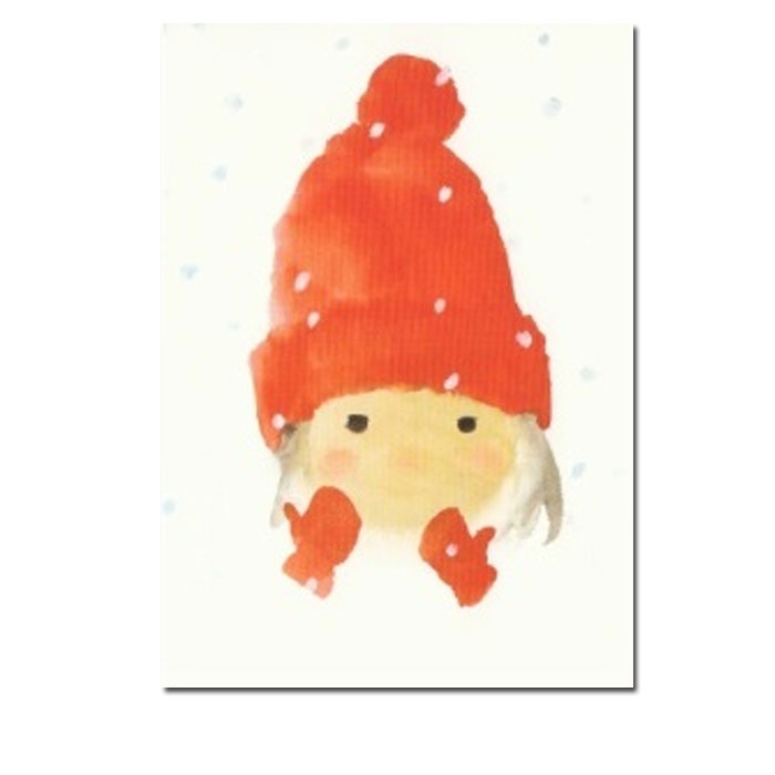 Postkarte "Mit roter Wollmütze, 1972 " von Chihiro  Iwasaki, Winter