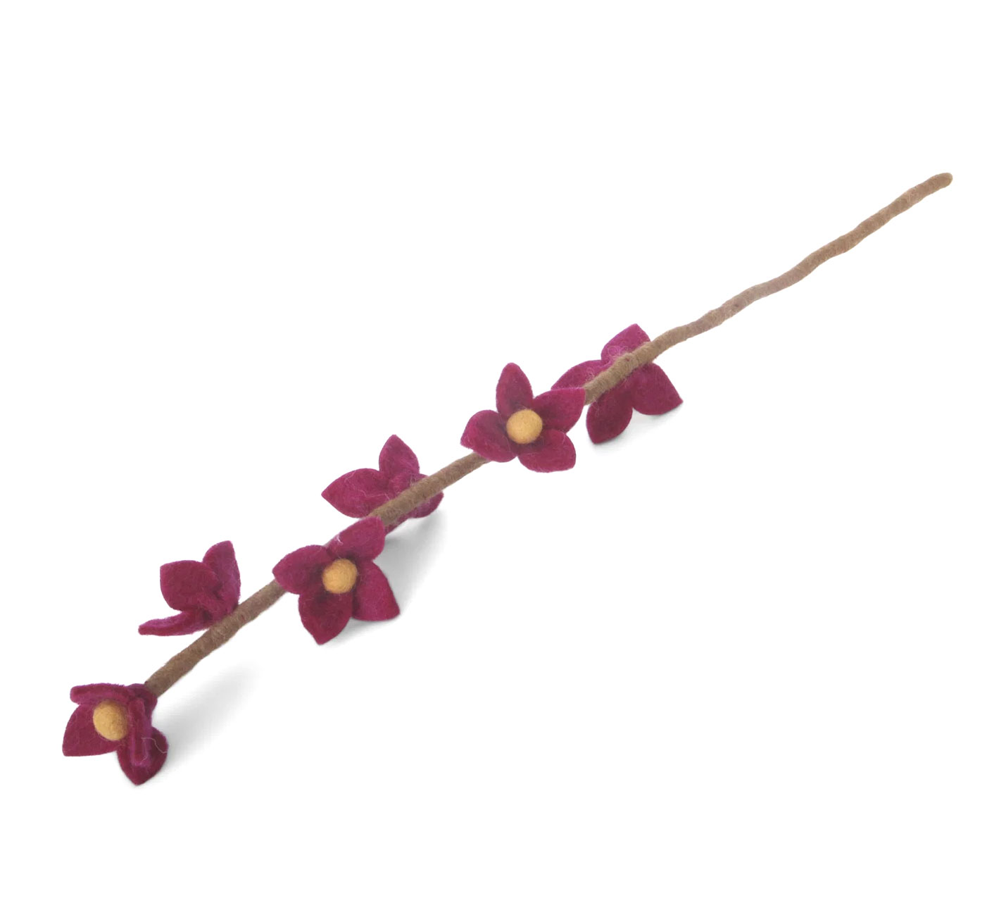Gry & Sif Filz Zweig Cerise Flowers on Stalk/Kirschrote Blüten am Stiel, ca. 43 cm