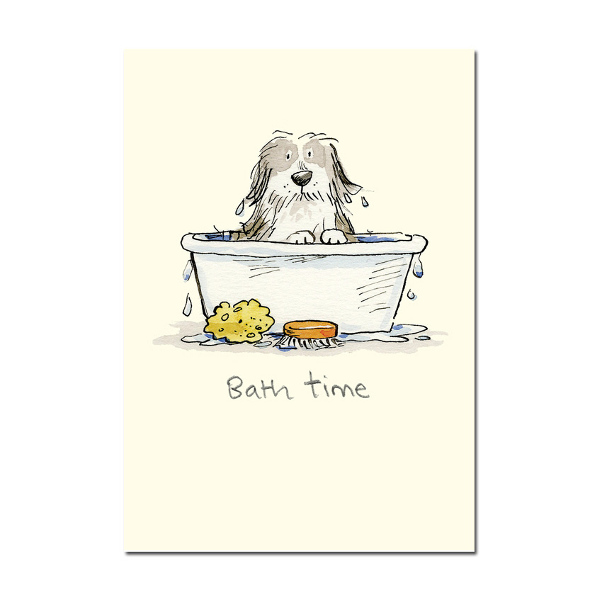 Two Bad Mice Doppelkarte "Bath Time "  von Two Bad Mice aus England von Anita Jeram , Hunde