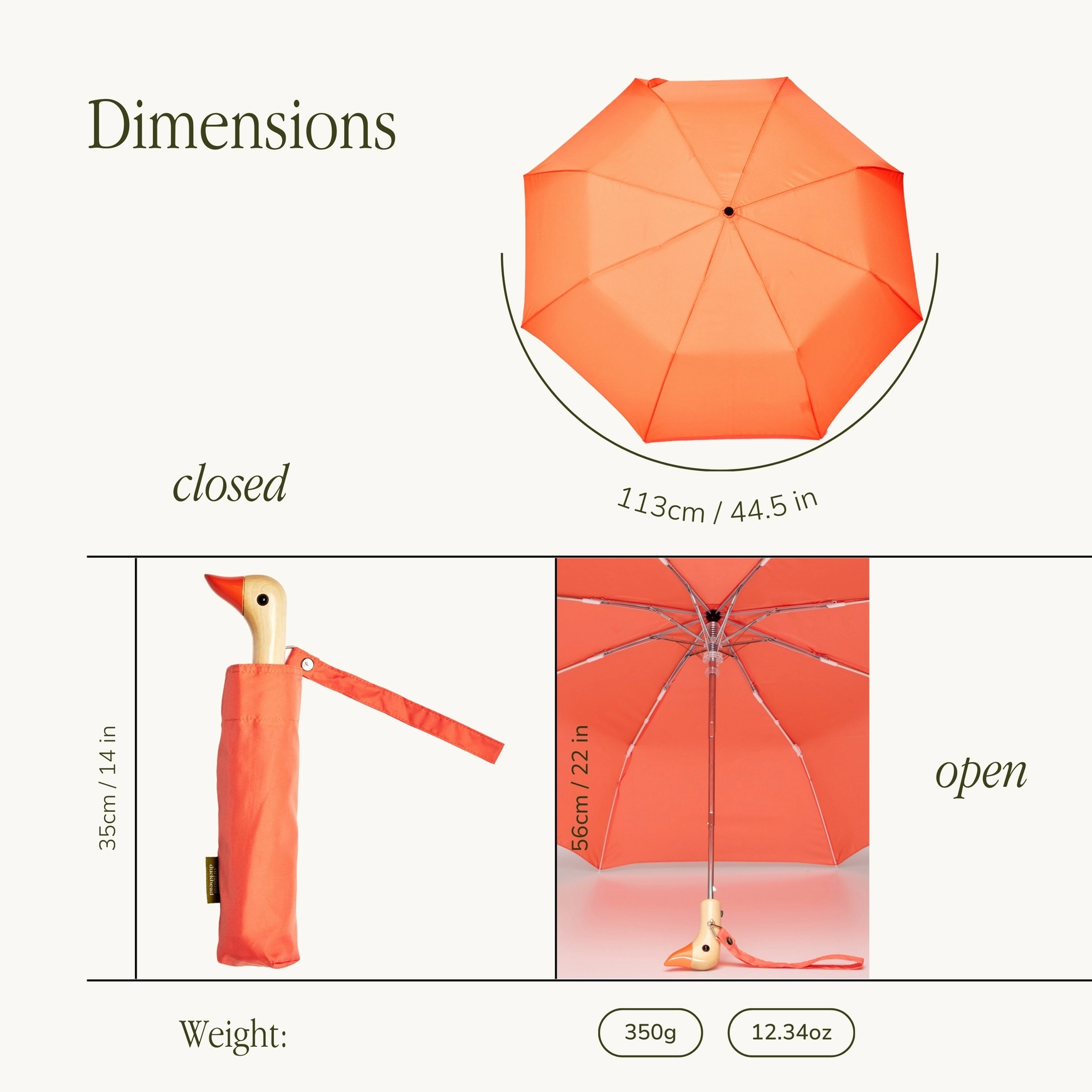 Regenschirm Original Duckhead PEACH,  Compact Duck Umbrella   