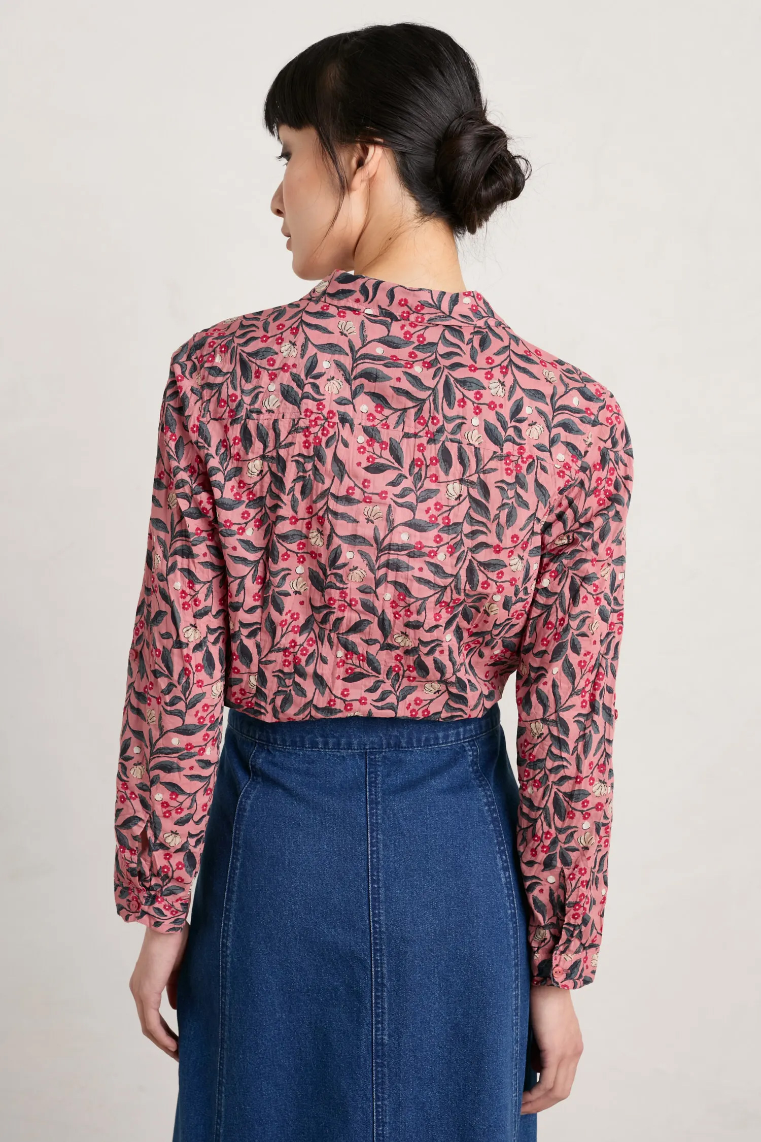 SEASALT Larissa Bluse Organic Cotton Shirt, Muster: Ceramic Floral Rose Dew
