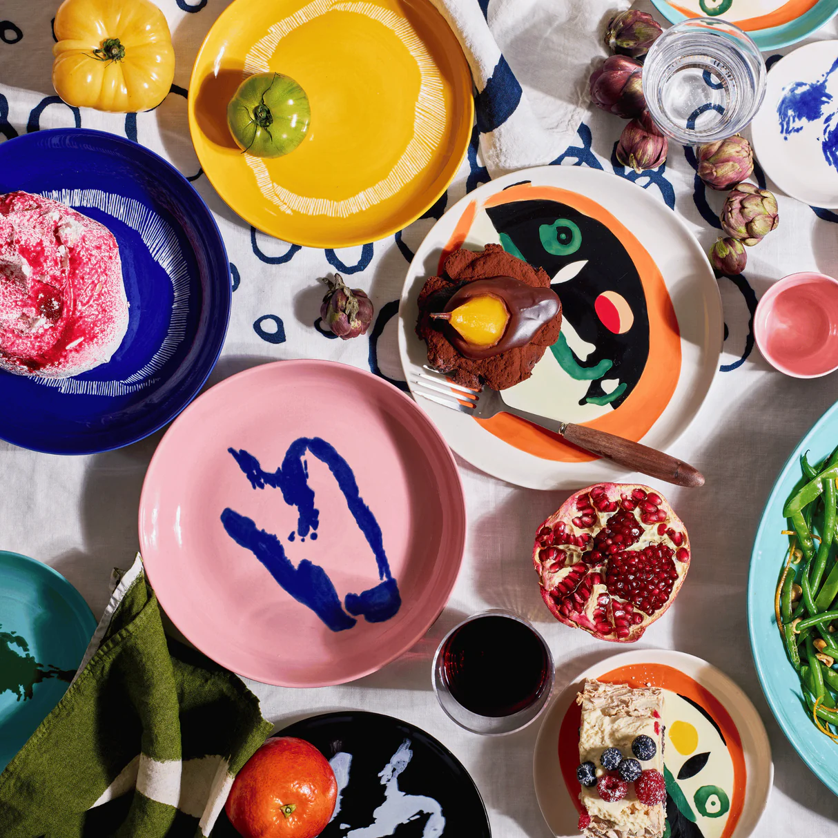 Ottolenghi Dessertteller azurblau - grüne Artischocke Feast, D. 16 cm 