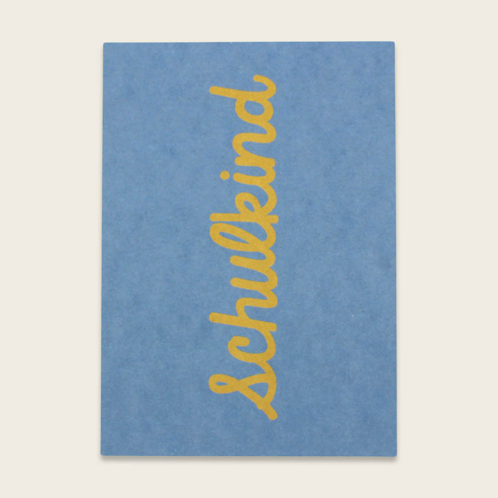 Postkarte Schulkind, türkis/gelb von Ava & Yves 