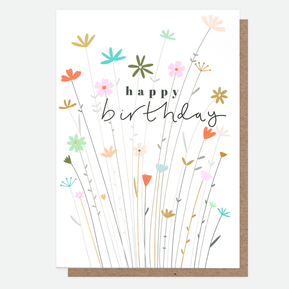 Caroline Gardner Doppelkarte "Fleur Happy Birthday" Flowers, Blumen, Geburtstagskarte  