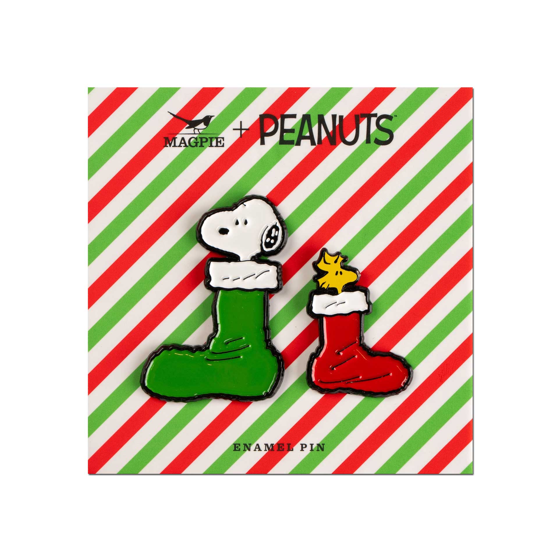 Peanuts Anstecker XMAS Strümpfe, 2er-Set (Limitierte Auflage), snoopy und woodstock