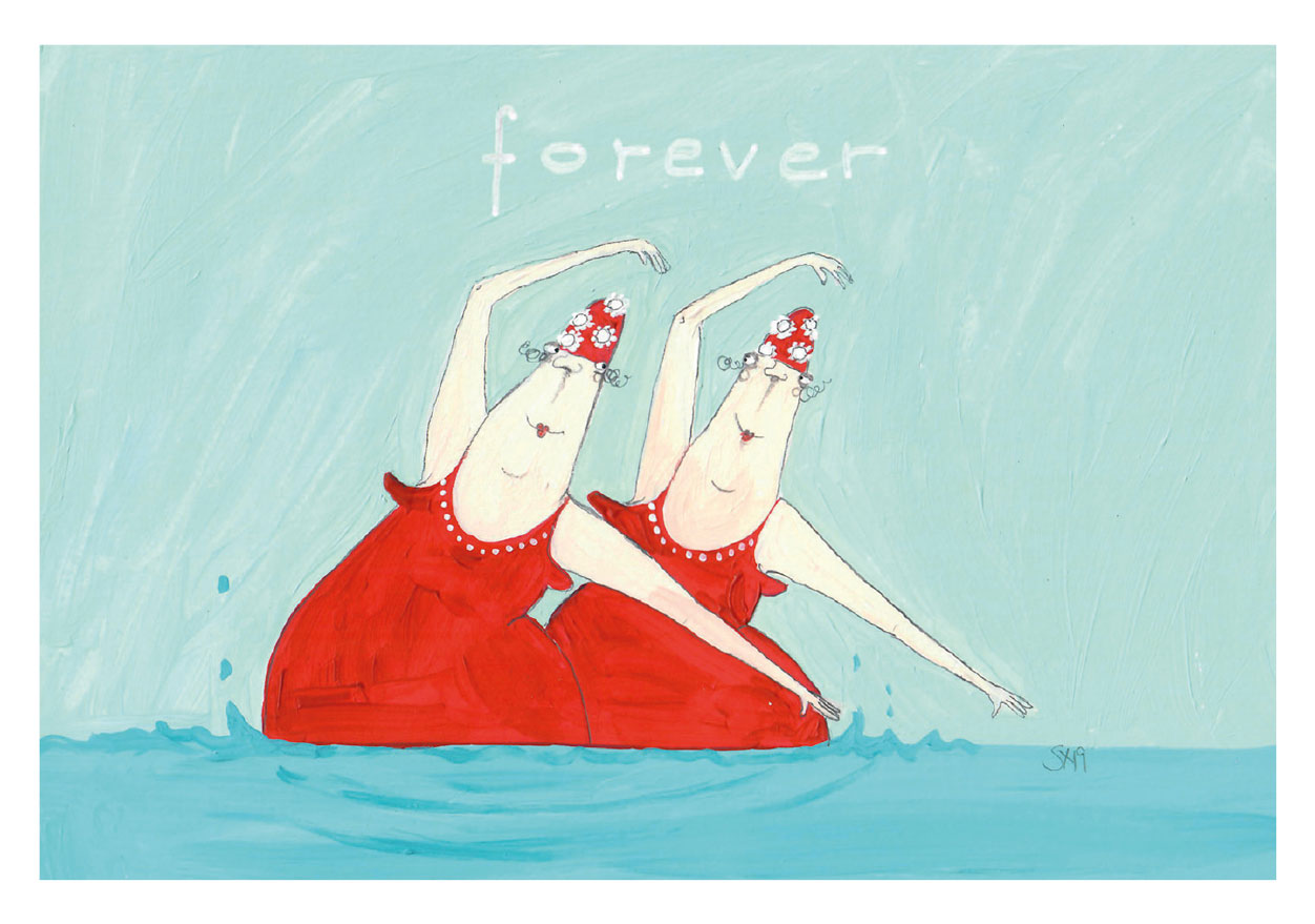 Postkarte kittiekatstudio Forever  von kittiekatstudio, Freundinnen, Freundschaft