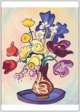 Gabriele Münter Postkarte " Bunter Strauß in brauner Vase, 1952"   Kunst