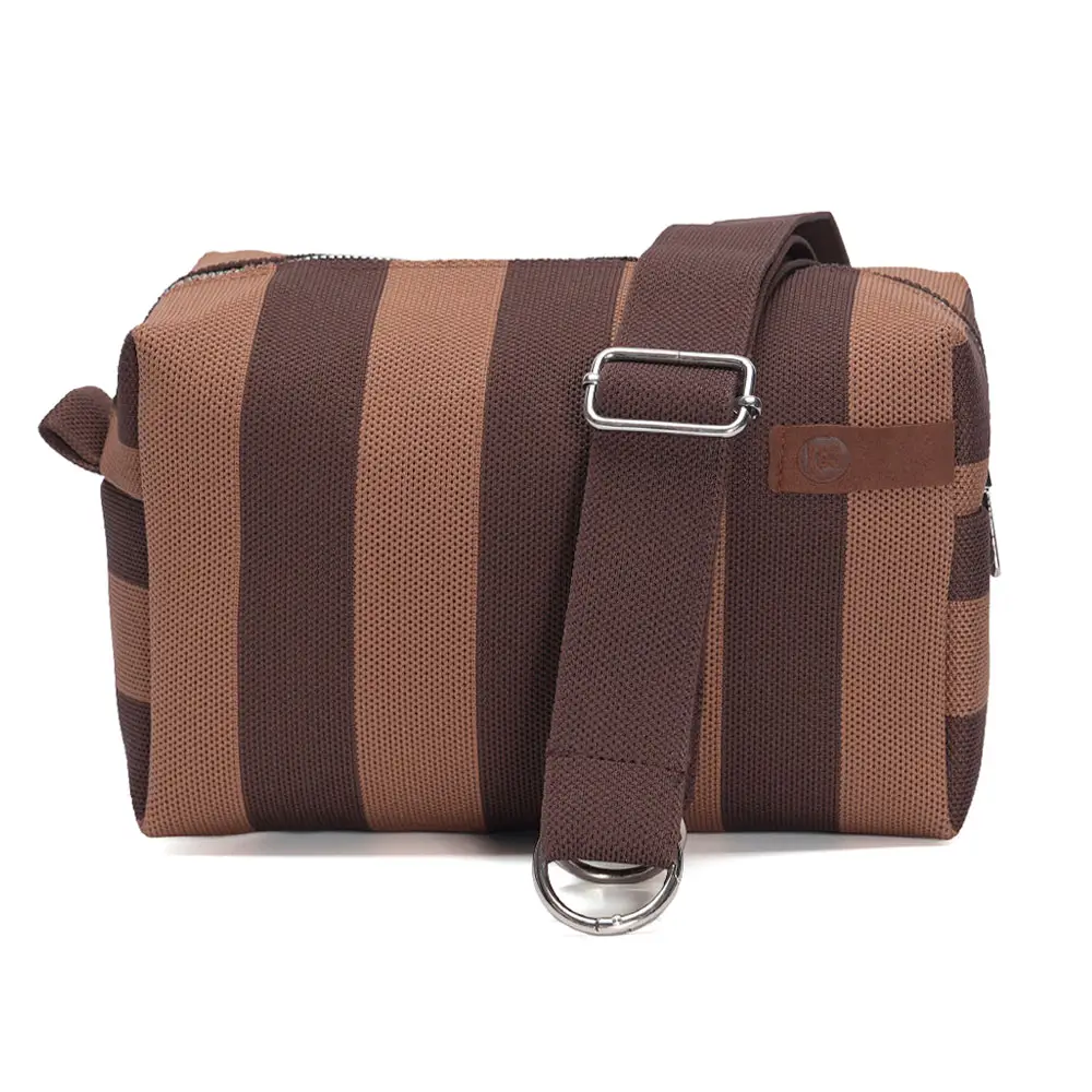 LOT83 Umhängetasche Megan 17, Streifen Braun