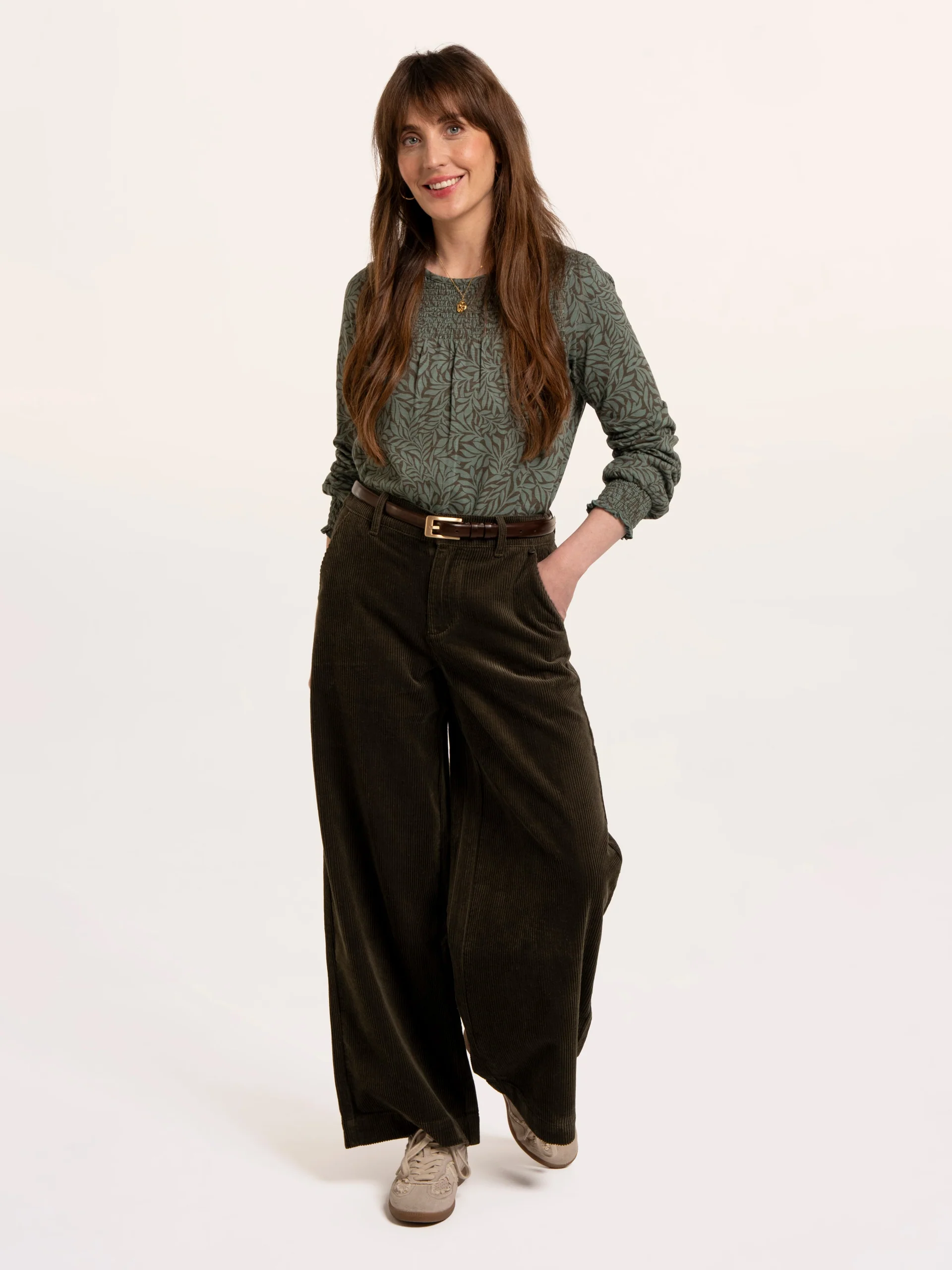 BRAKEBURN Brenda Smock Front Printed Long Sleeve T-Shirt