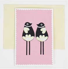 % Doppelkarte BIRDS IN LOVE Kort, rosa