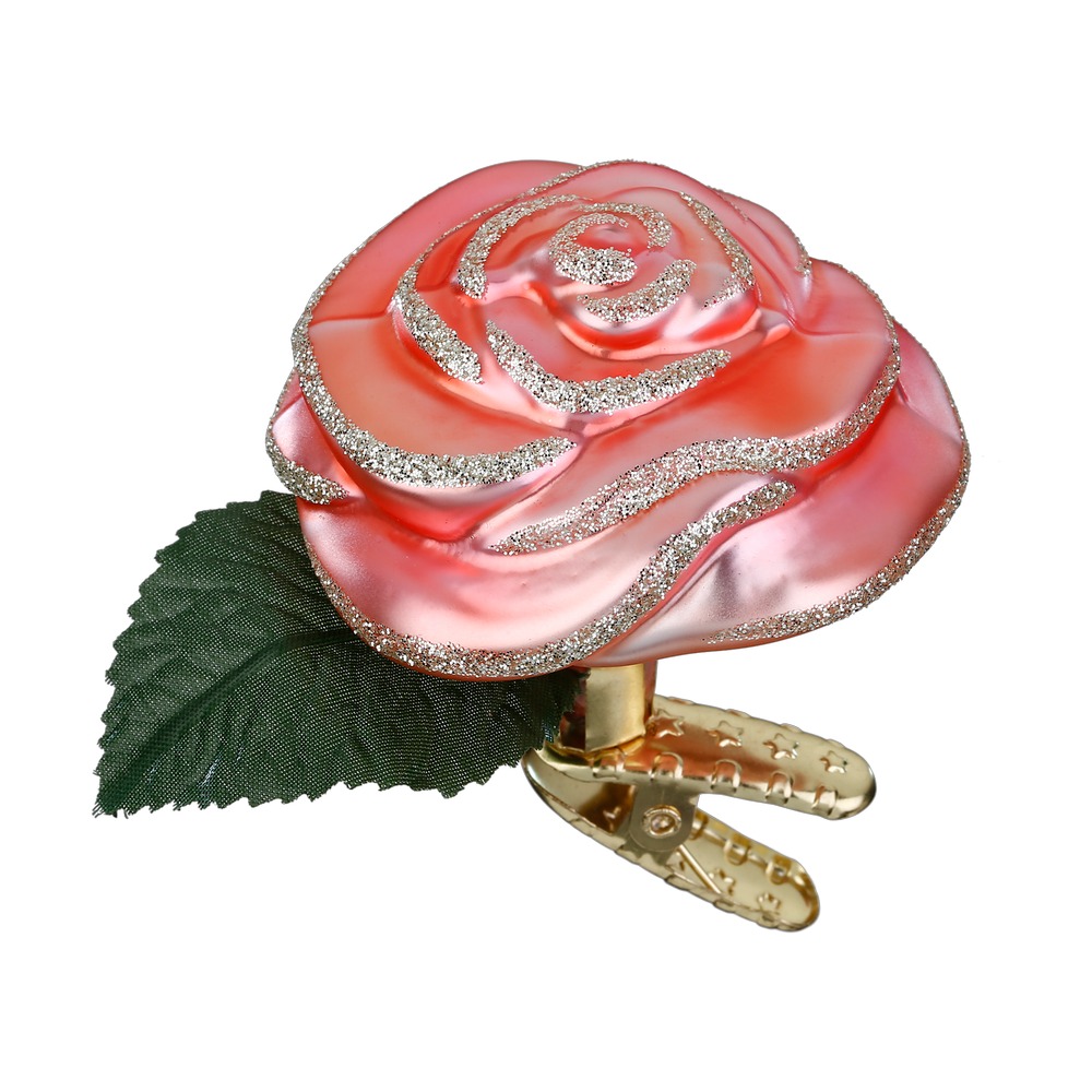 Inge Glas Christbaumschmuck  Zarte Rose, ca. 5 cm, Die Nussknacker Suite  