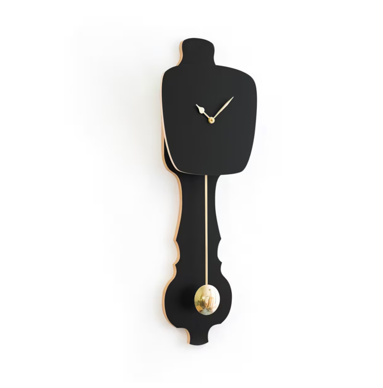 KLOQ Pendeluhr Small Satin Black/Shiny Gold Special Editon, ca. 26 x 20 cm , Schwarz matt, Uhr