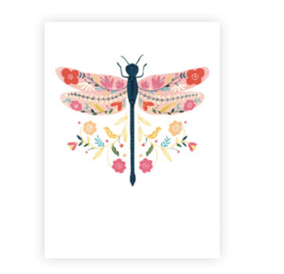 Doppelkarte klein "Pink Dragonfly" Libelle  von The Art File, PN05