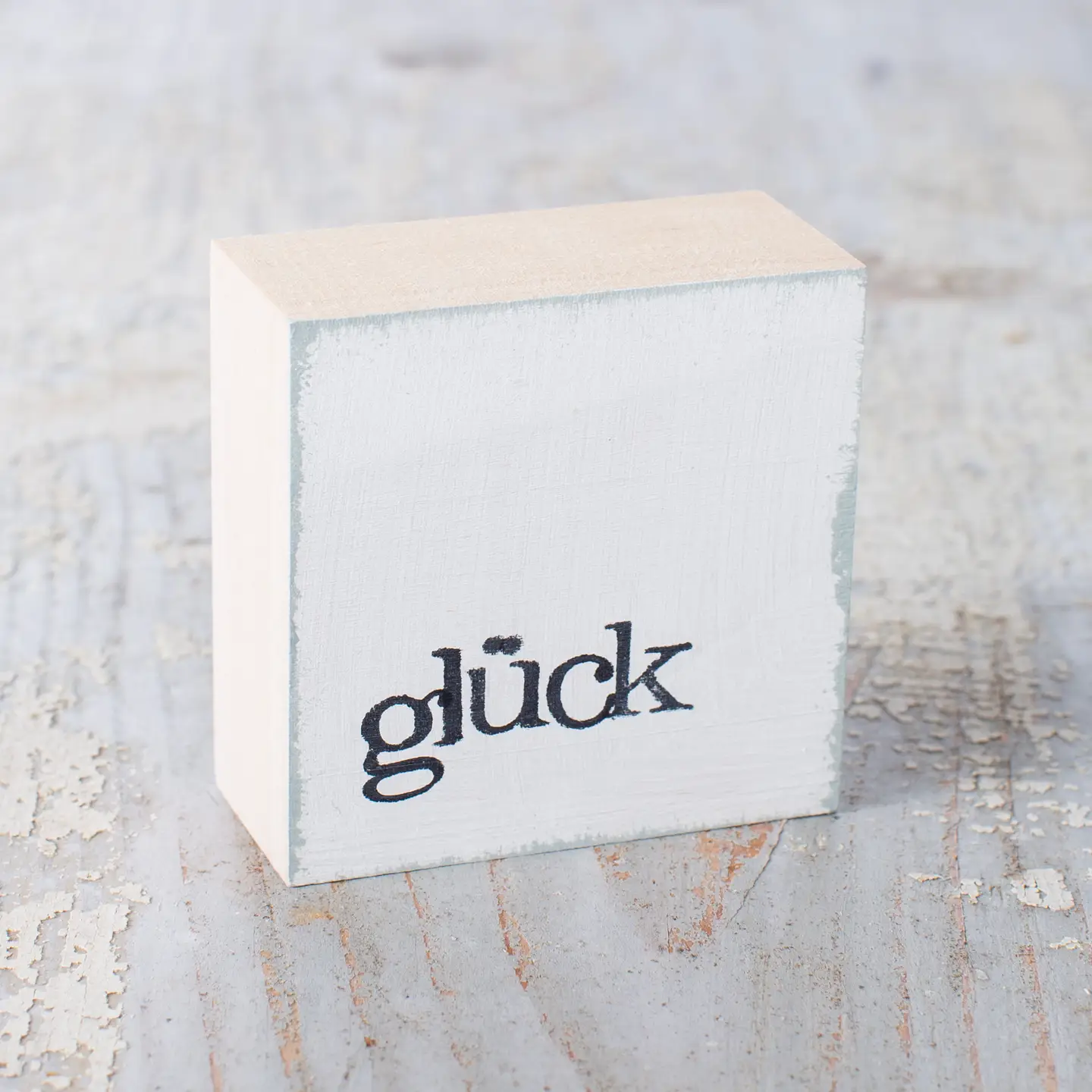 Textplatte "glück" weiß von iopla , 6 x 6 cm