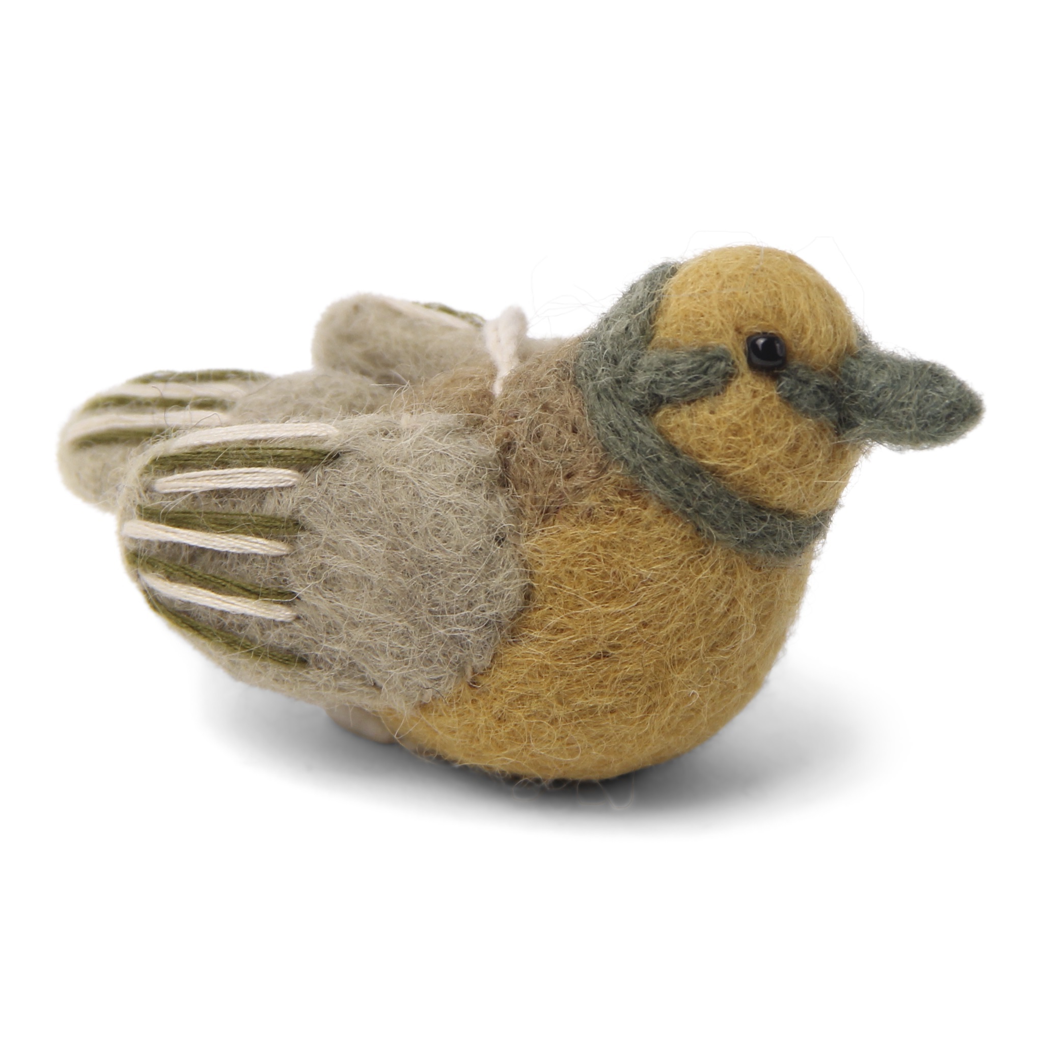 Gry & Sif Filz Vogel ocker-oliv, Bird - Ochre/Green  zum Hängen, ca. 7x4 cm 