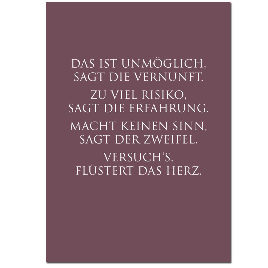 Wunderwort Postkarte "Versuch‘s, flüstert das Herz…"