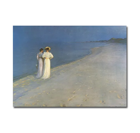 Postkarte " Sommerabend am Strand von Skagen, 1893" von Peder Severin Kroyer, Kunst