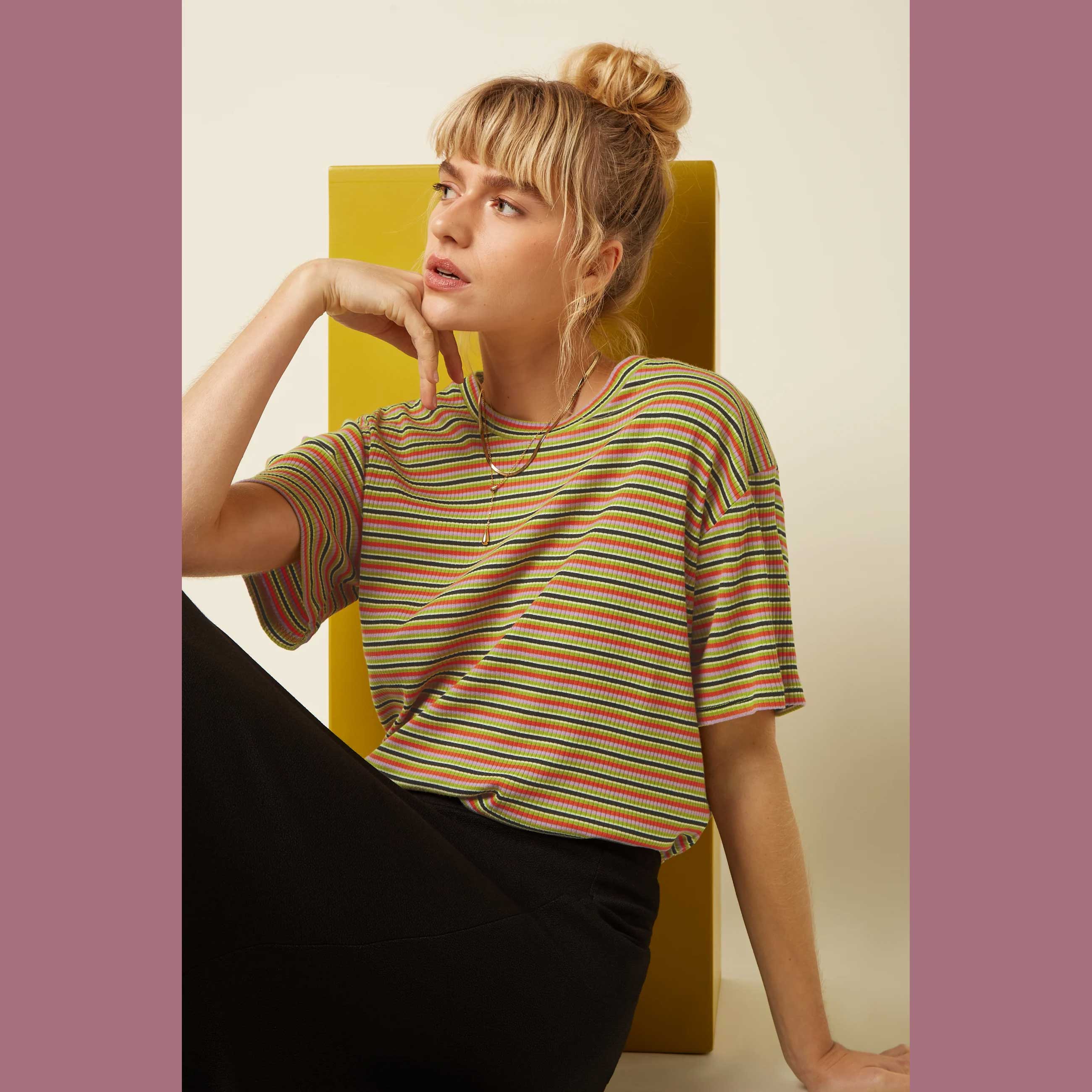 King Louie Boxy Tee Mistral Stripe , Farbe Green Envy - Mistral Stripe