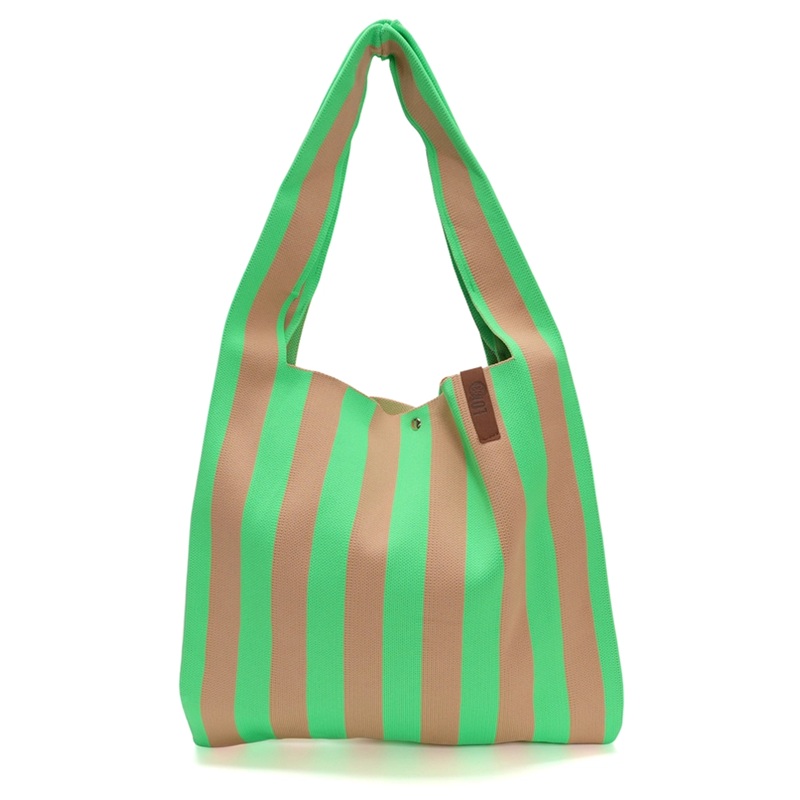 LOT83 Shopper Lois 98, Streifen Maigrün, ca.  45 x 35 cm
