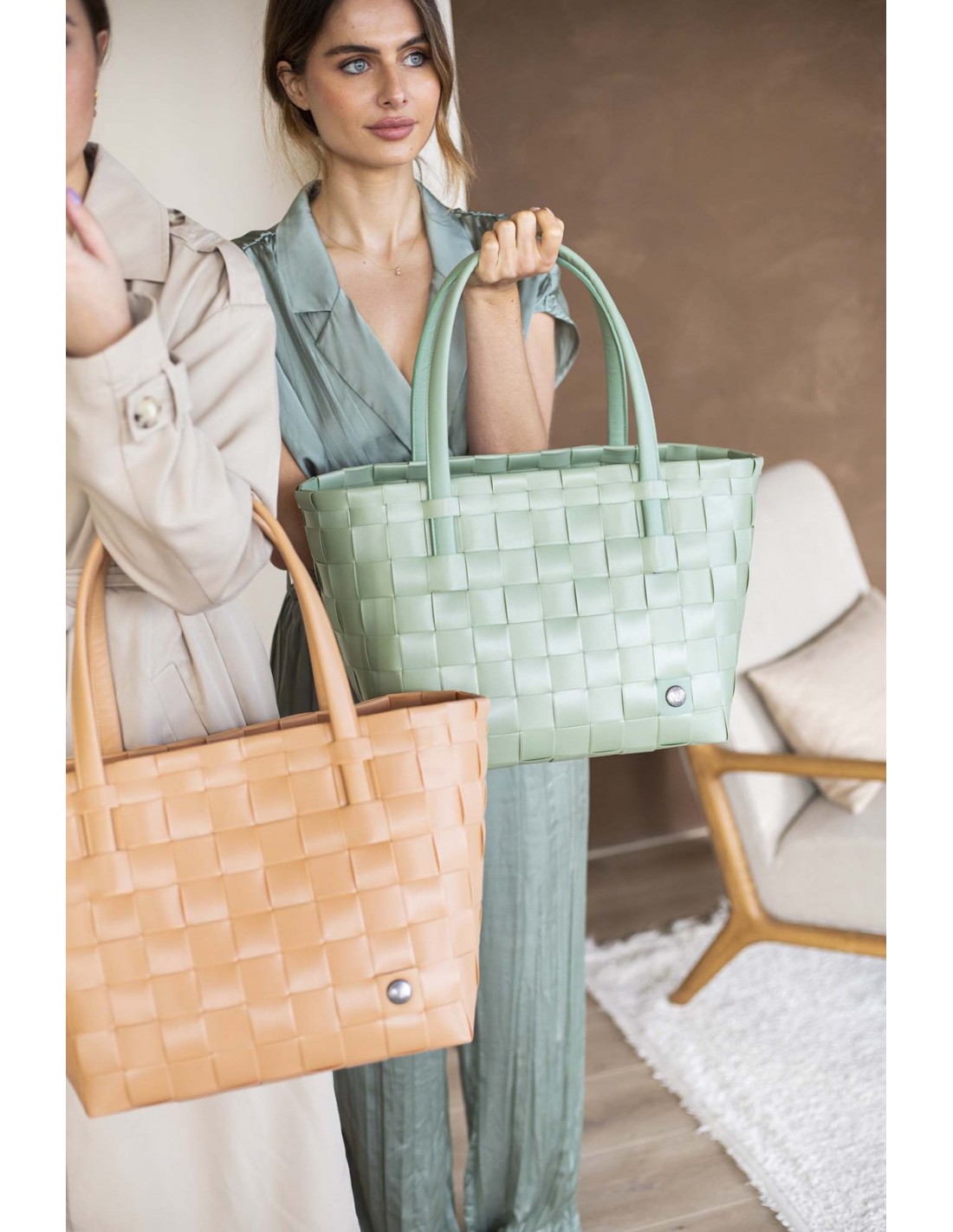 Handed By Color Match - Shopper,  PU Griffe , Farbe: matcha green