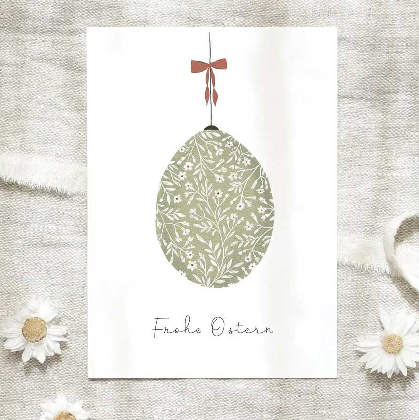 Leo la Douce Postkarte Frohe Ostern & Osterei grün