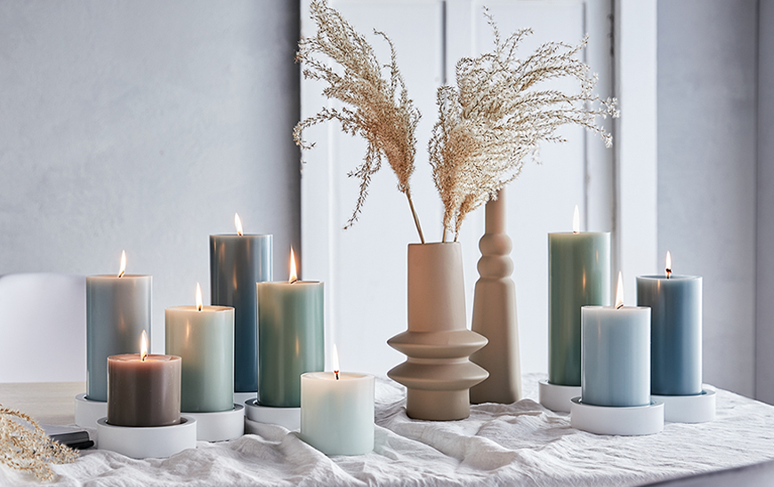 Engels Kerzen, Gegossene Stumpenkerze, D. 8 cm x 12 cm, Farbe: Limette