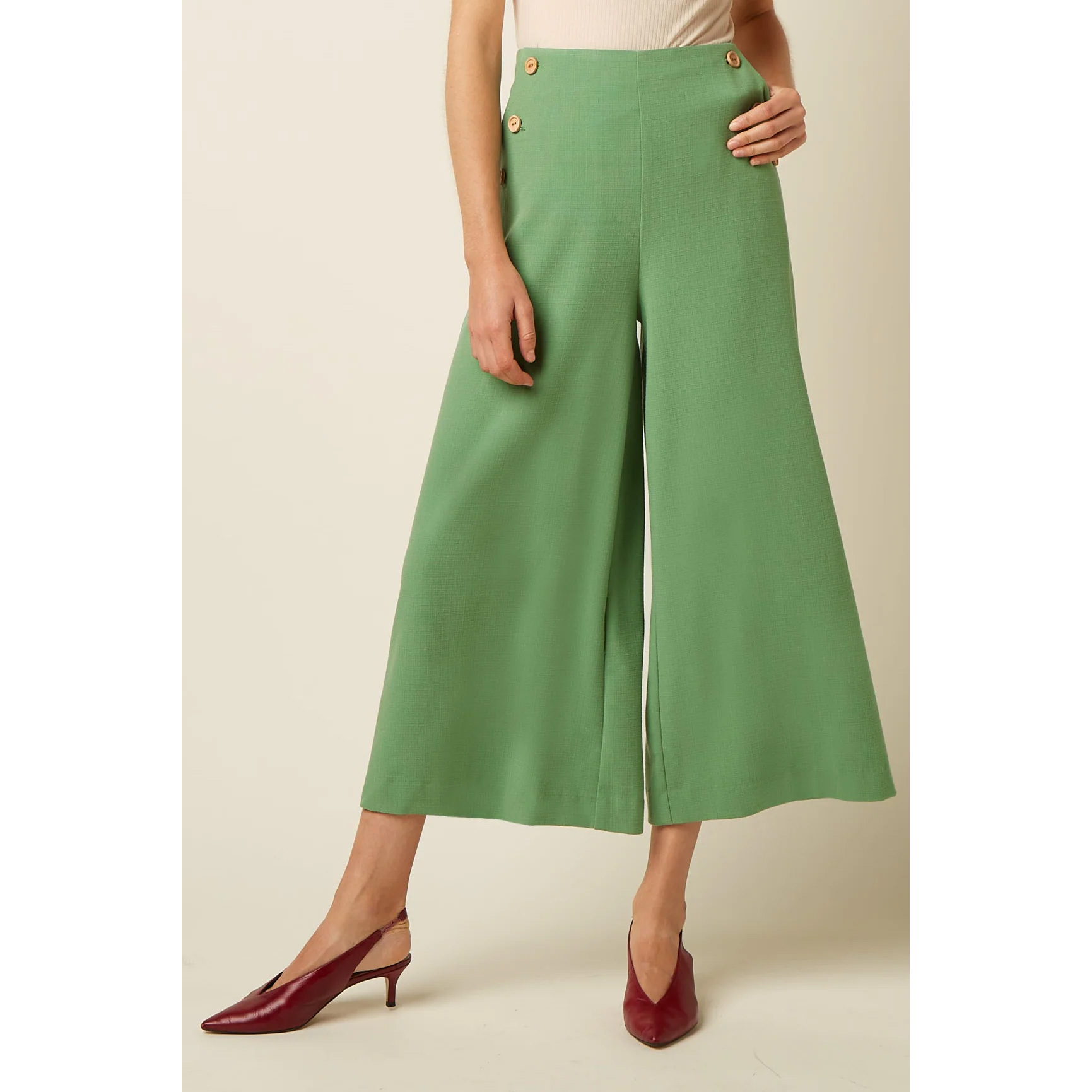 King Louie Pia Culotte Hose Folly, Farbe Jade Green