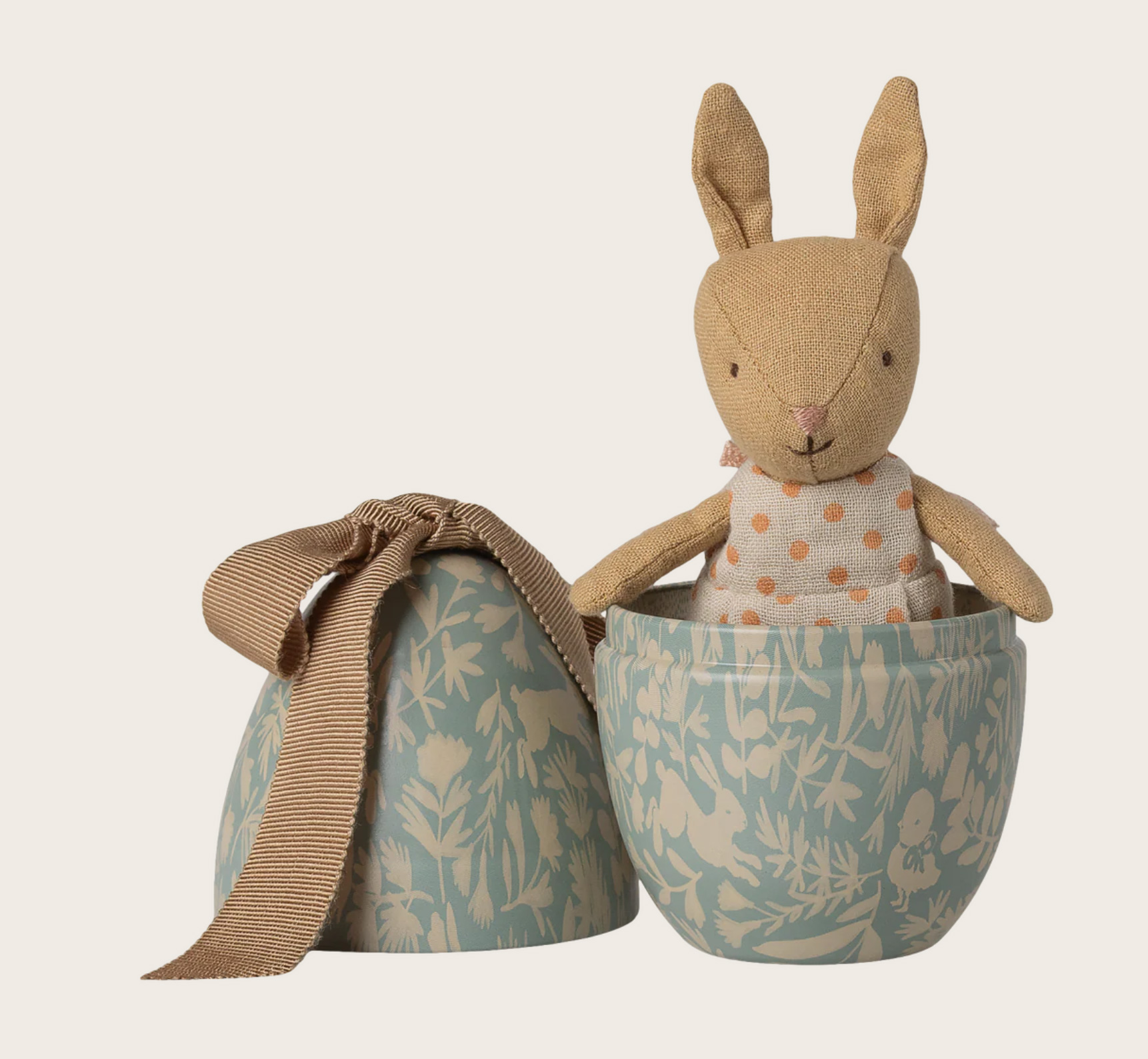 Maileg Osterei mit Mikro Kaninche, Klein – Dusty Blue