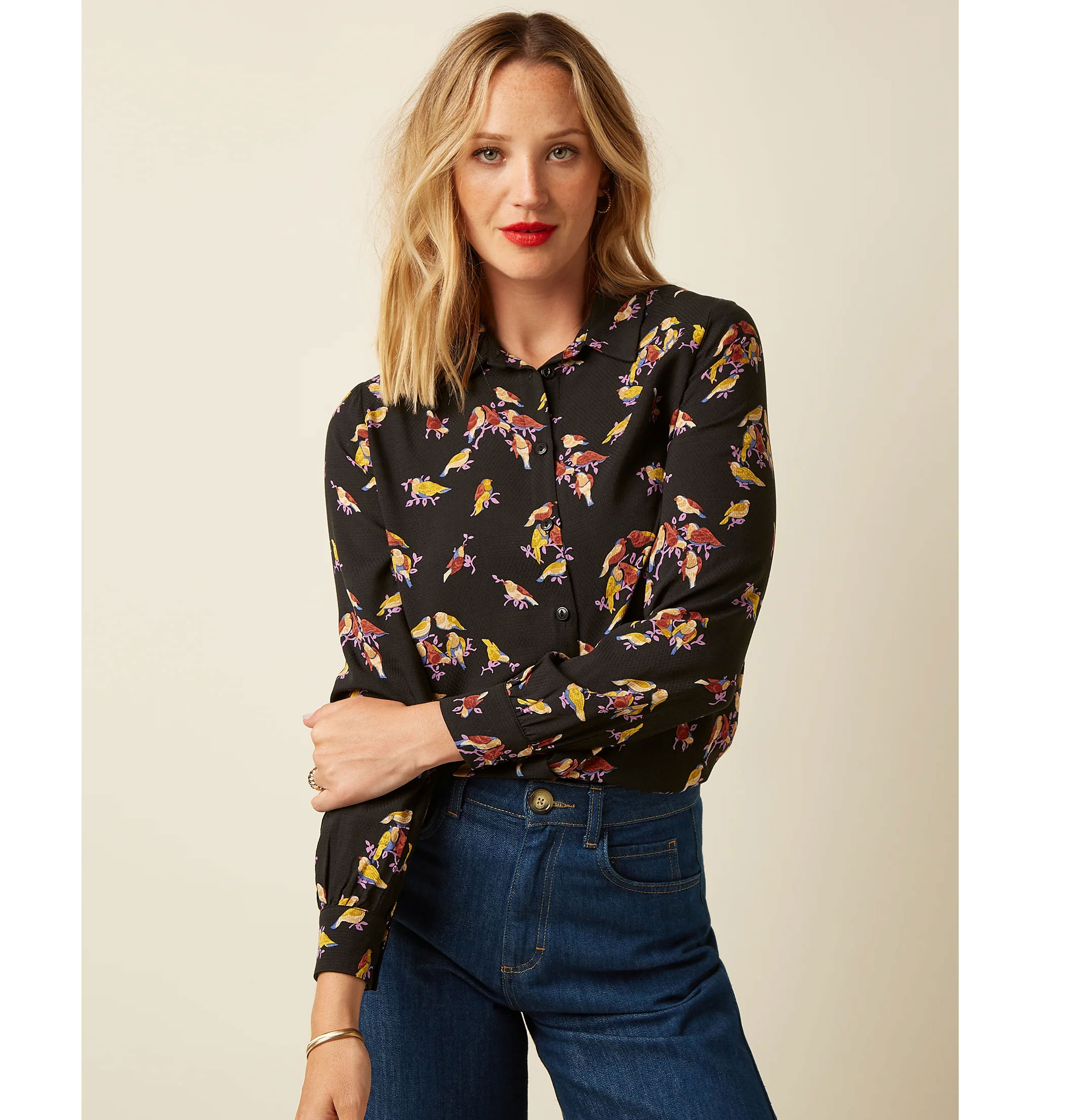 King Louie Maisie Blouse Tatum, Farbe Black - Tatum, Bluse