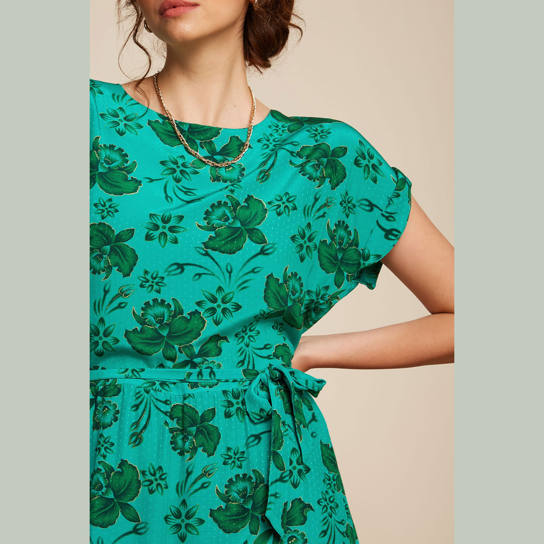 King Louie Betty Loose Dress Coralie, Farbe: Aqua Green, Kleid