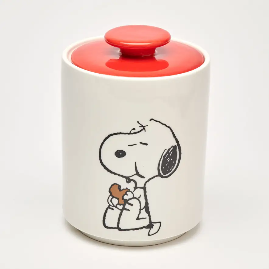 The Peanuts Dose mit rotem Deckel, Keramik, Snoopy , ca.12 x 15 cm , Snoopy Keksdose