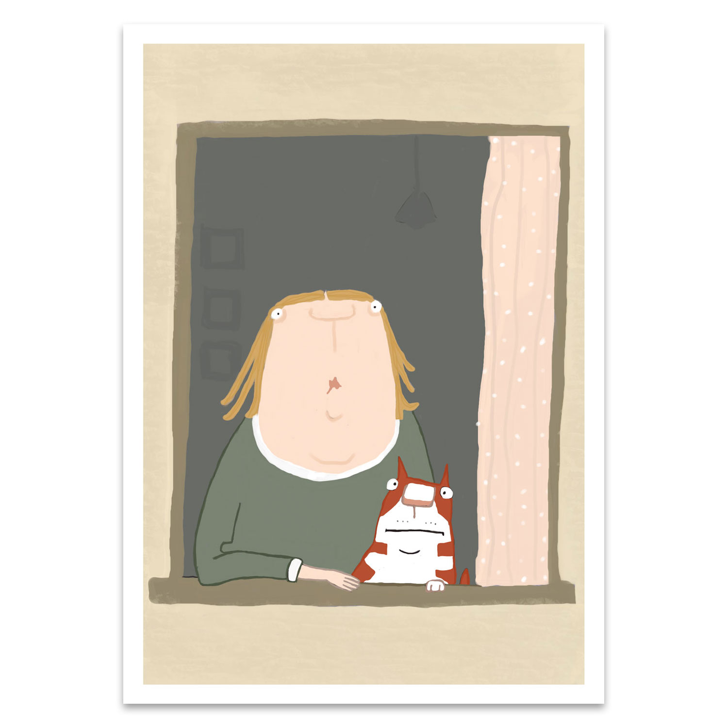 Postkarte kittiekatstudio "Fenster" von kittiekatstudio , Katze