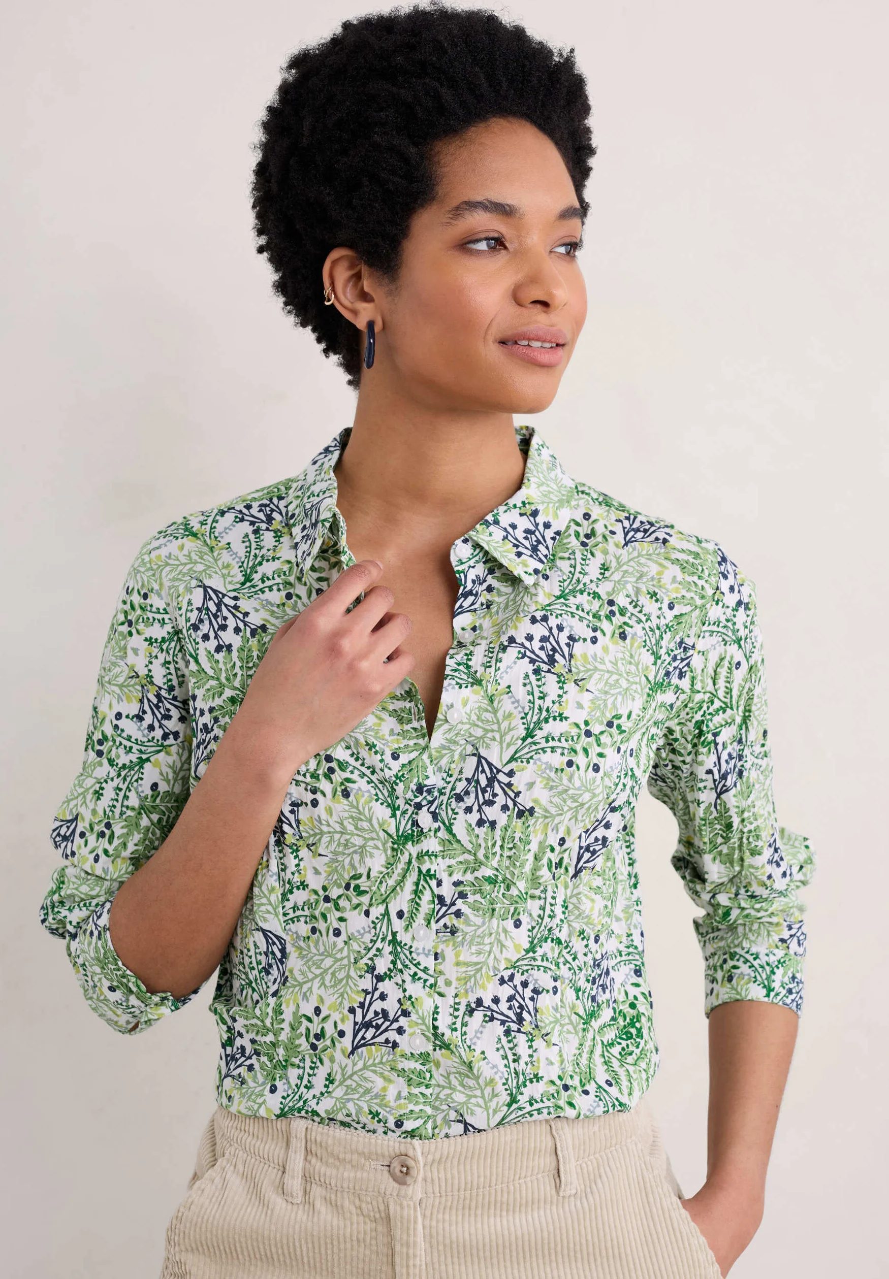 SEASALT CORNWALL Larissa Shirt-Pressed Fern Chalk