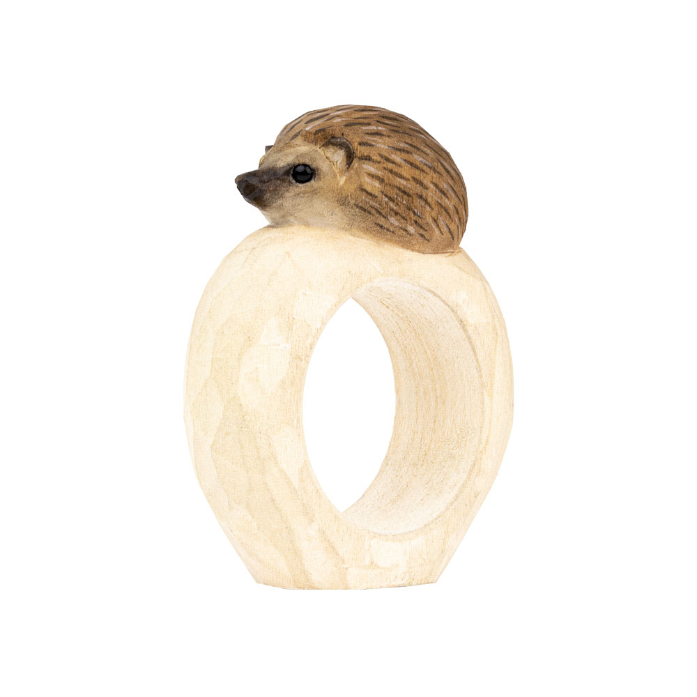 Serviettenring – Igel Klein aus  Lindenholz handgeschnitzt von Wildlife Garden