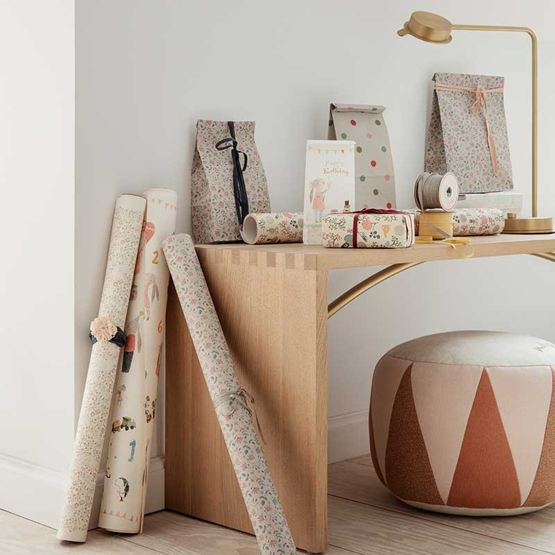 % Maileg Geschenkpapier auf der Rolle , 10m x 55 cm breit, Happy Day, Geburtstagspapier