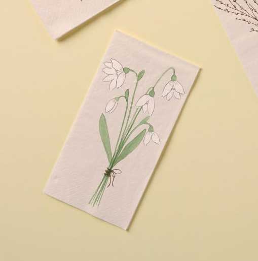 Papierservietten 10x20 cm Schneeglöckchen 16 Stck/Pck