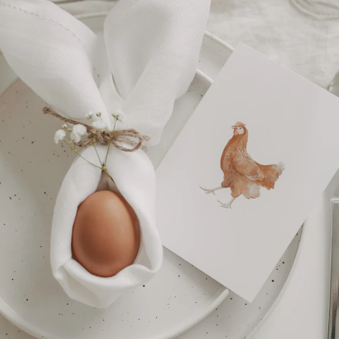 Eulenschnitt Postkarte Huhn