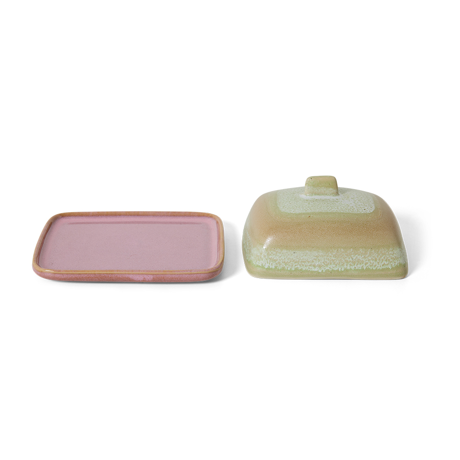 HKliving 70's butter dish, SKYLINE, Siebziger Jahre Geschirr, Keramik, Butterdose 