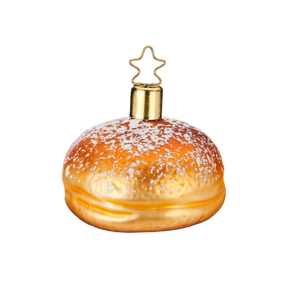 Inge Glas Minikrapfen " Berliner" Christbaumkugel, ca. 4,5 cm, Glas 