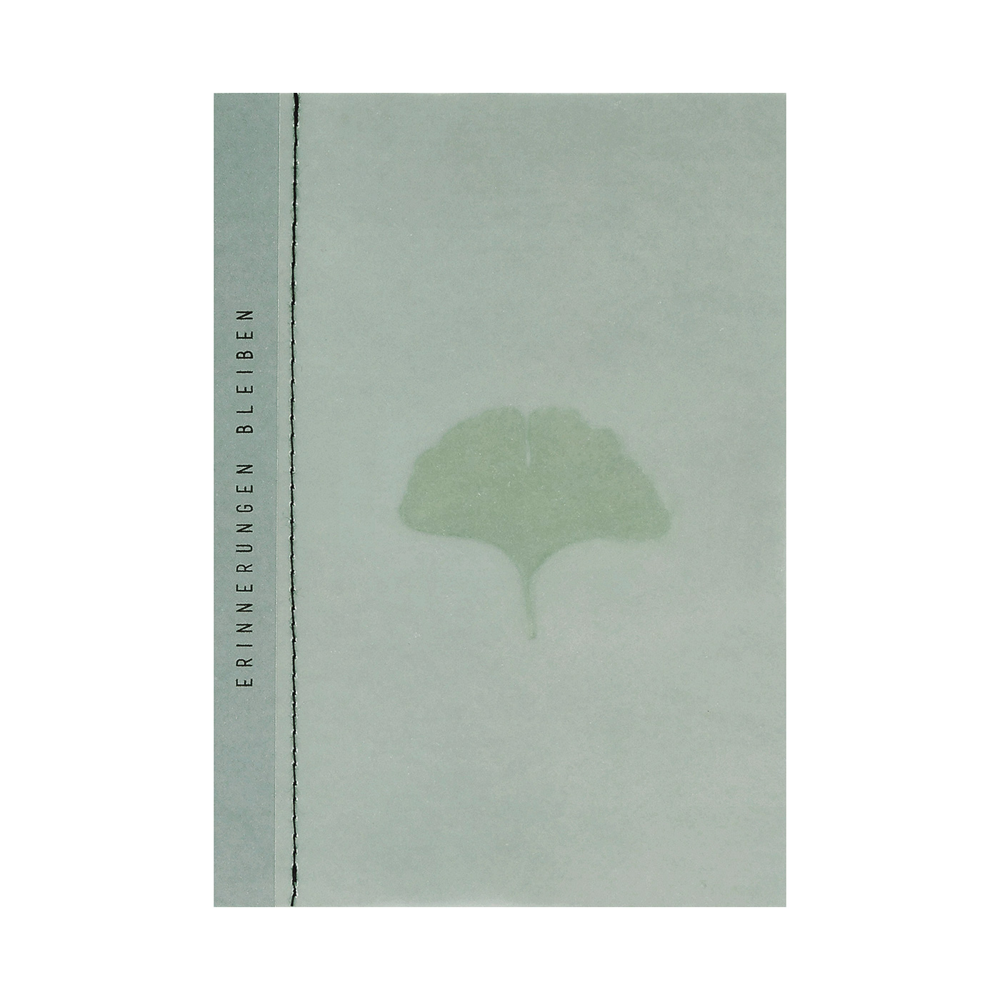 Räder Genähte Transparentpapierkarte "Ginkgo"...Erinnerungen bleiben, Räder Trauerkarte