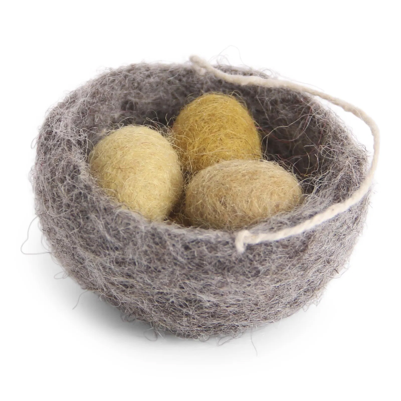 Gry & Sif Filz Anhänger Nest mit gelben Eiern, Nest w/Yellow Eggs, Fair Trade  