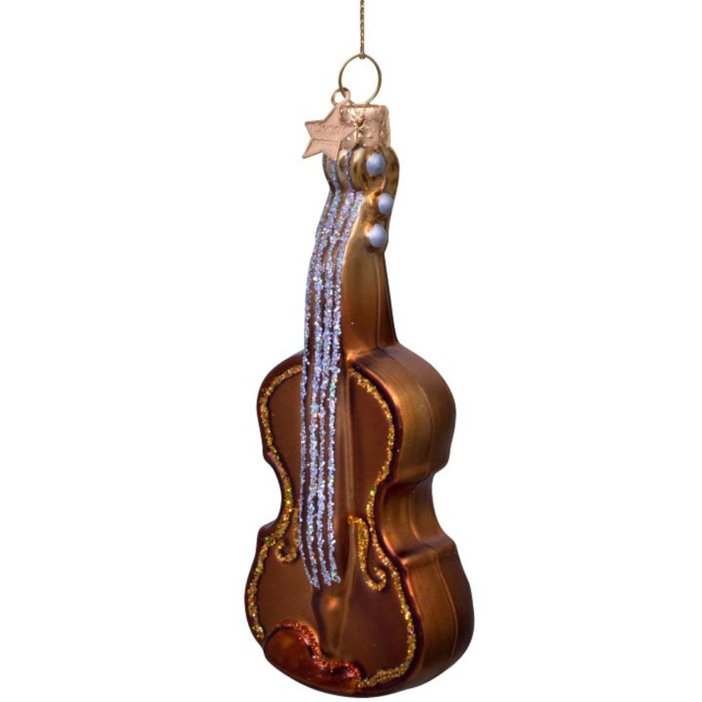 Weihnachtskugel Geige, Glas,  H. ca. 12,5 cm , Ornament glass brown violin 