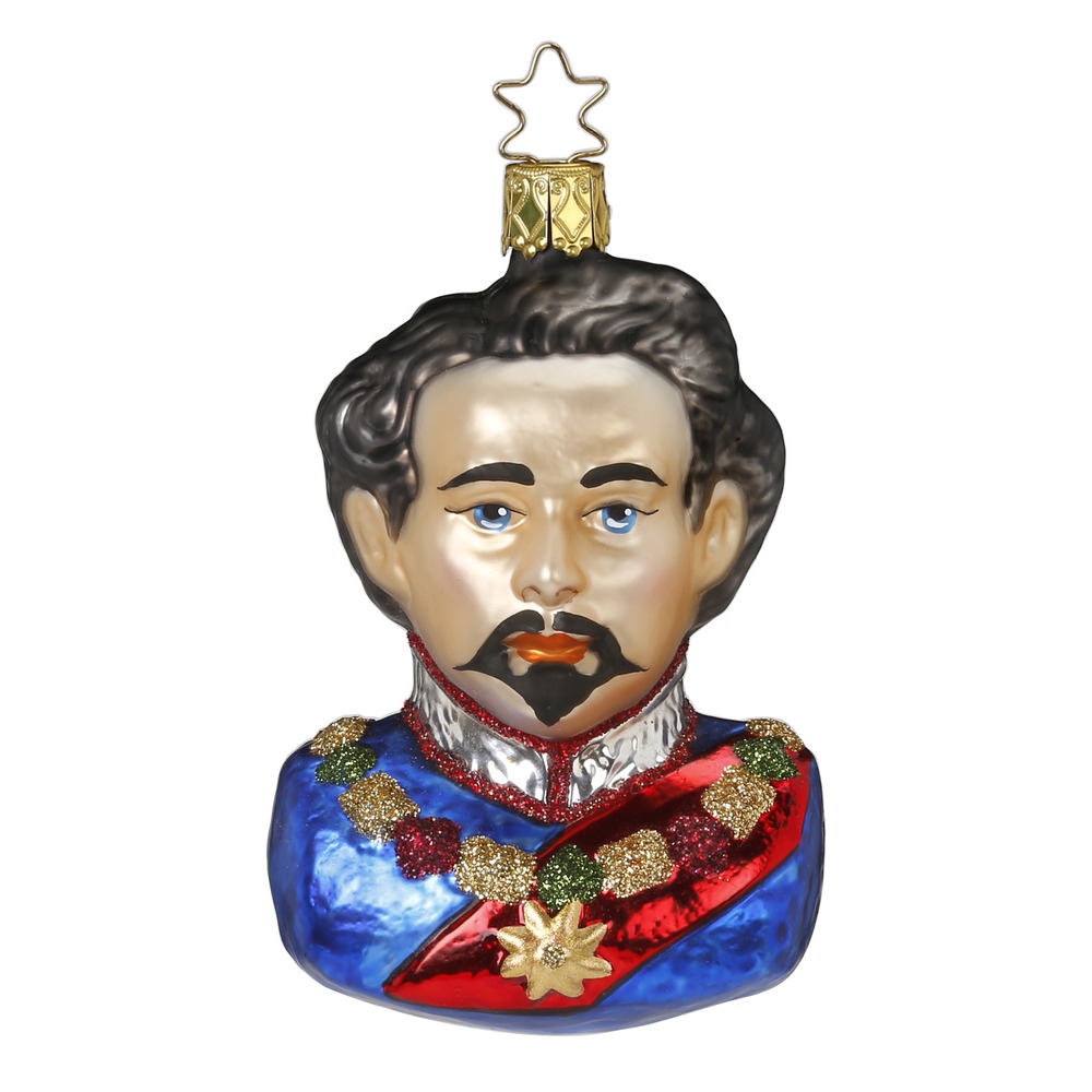 Inge Glas König Ludwig II, Weihnachtsschmuck, ca. 10 cm, Glas, Bayern