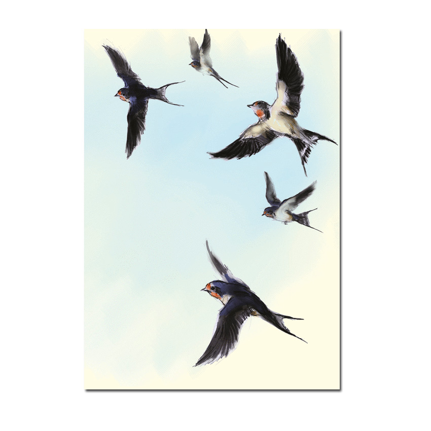 Two Bad Mice Doppelkarte "Barn Swallows"  von Two Bad Mice aus England von Julian Williams, Schwalben