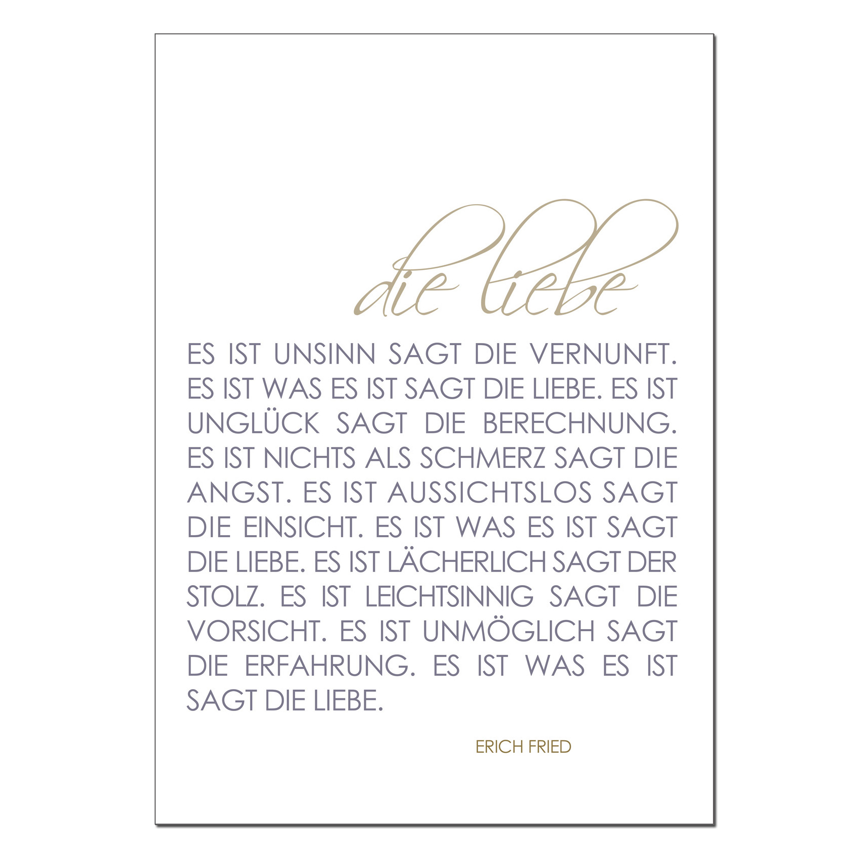 Wunderwort Klappkarte "Die Liebe" Erich Fried